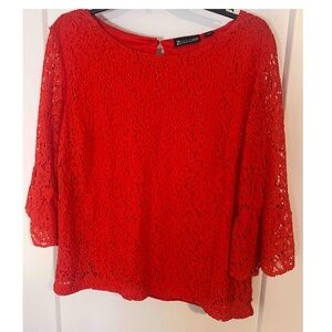 7th Avenue New York Women's Red Lace Top